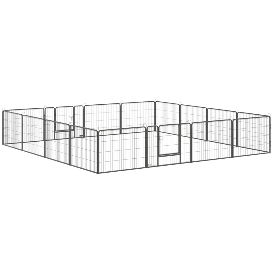 Heavy Duty Dog Pen with 2 Doors, 16 Panels, 60H cm