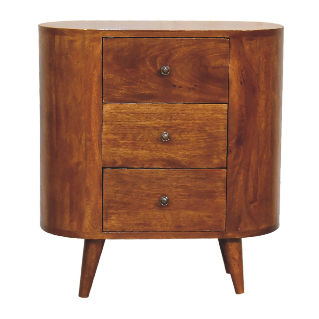 Artisan Furniture Solid Wood Mini Chestnut Cabinet, 3 Drawers, Dark Brown