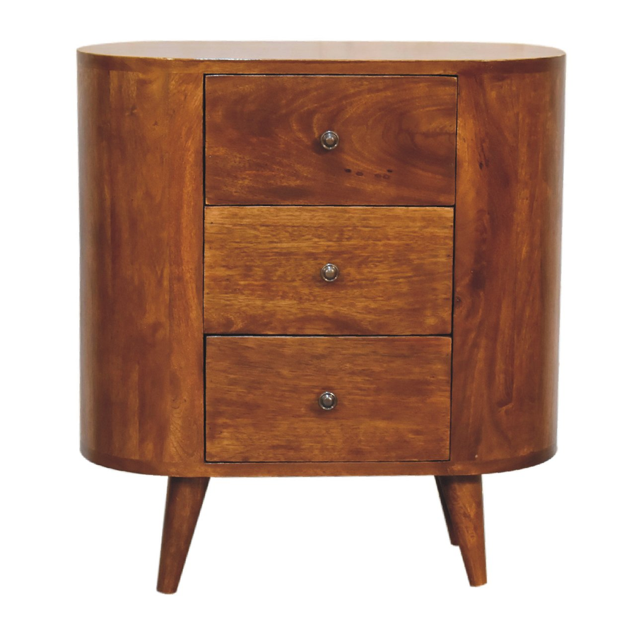Artisan Furniture Solid Wood Mini Chestnut Cabinet, 3 Drawers, Dark Brown