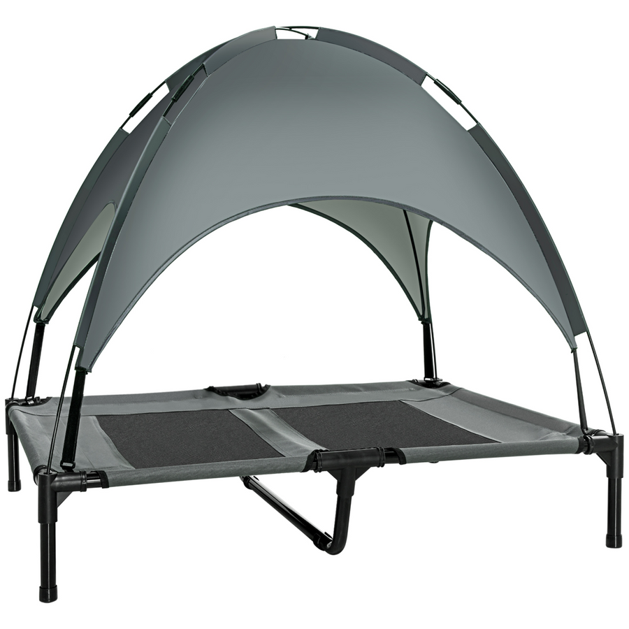 92 cm Elevated Dog Bed with Removable Canopy, Grey