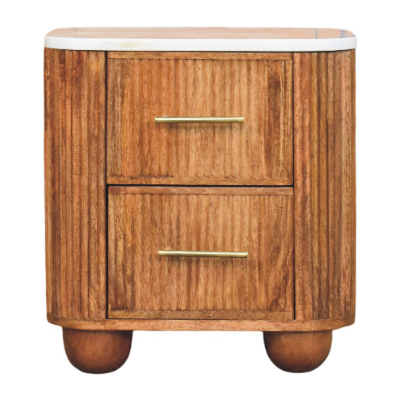 Artisan Furniture Aurora Marble Bedside Table, 2 Drawers, Brown & White