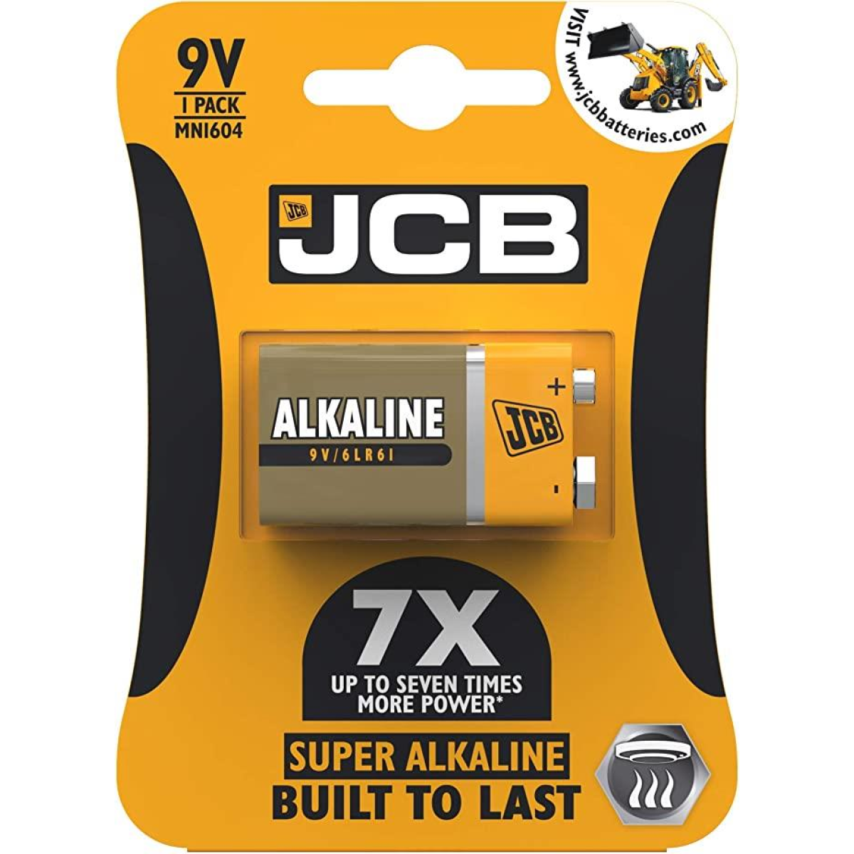 JCB PP3 Size Super Alkaline Batteries 1 Per Card