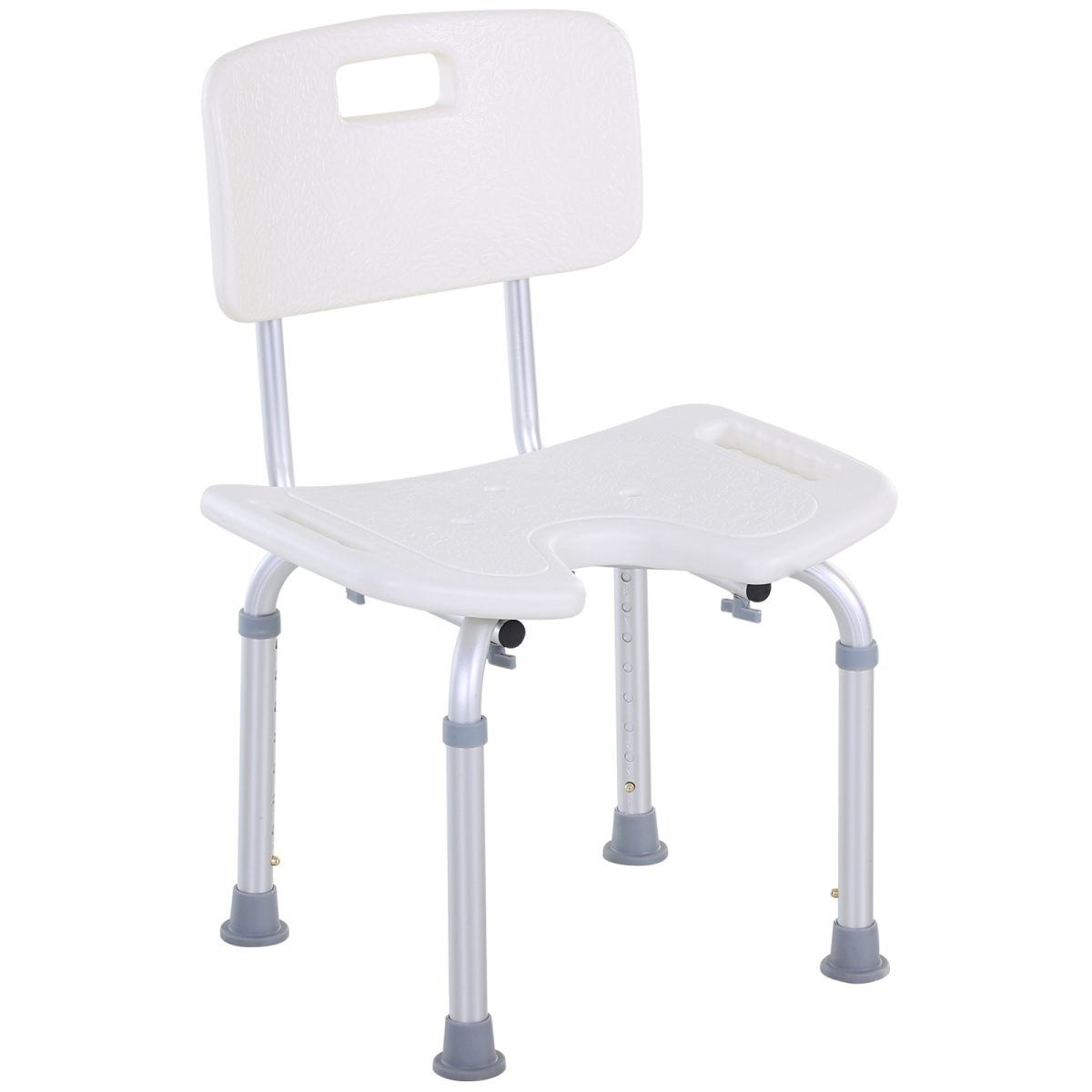 HOMCOM Adjustable Aluminum Shower Bath Stool with Non-Slip Feet and Handle