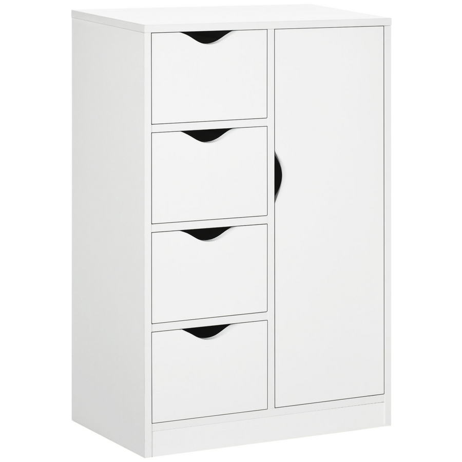 Modern Storage Cabinet Organizer with 4 Drawers and 1 Shelf, White