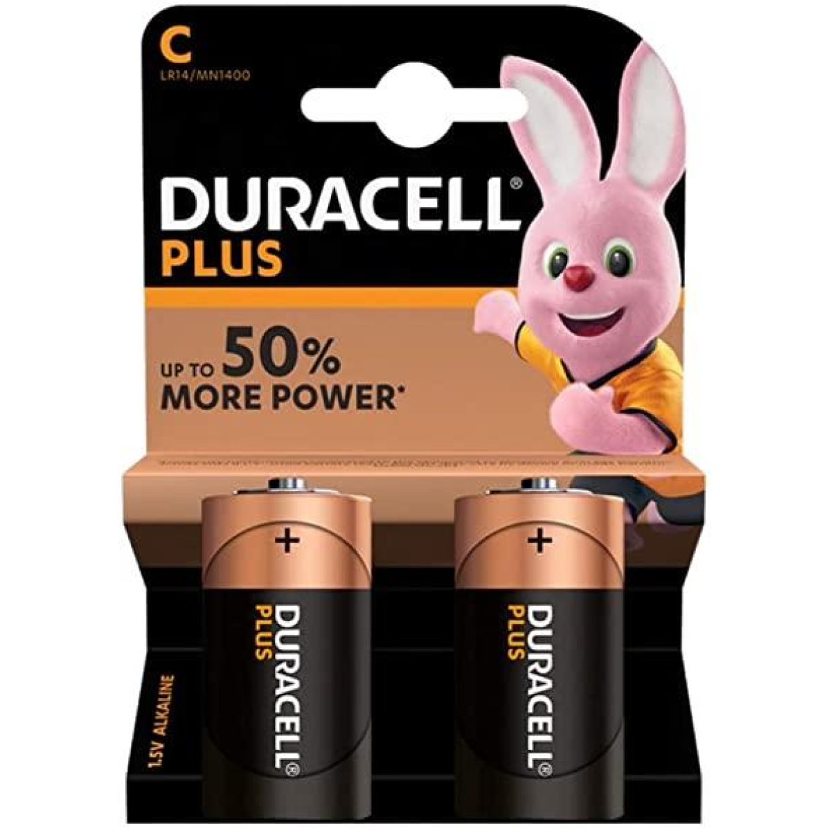 Duracell Plus MN1400 C Size Alkaline Batteries, 2 Per Card, Box of 10