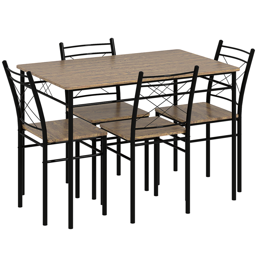 HOMCOM 5 Piece Dining Table and Chairs Set, Oak