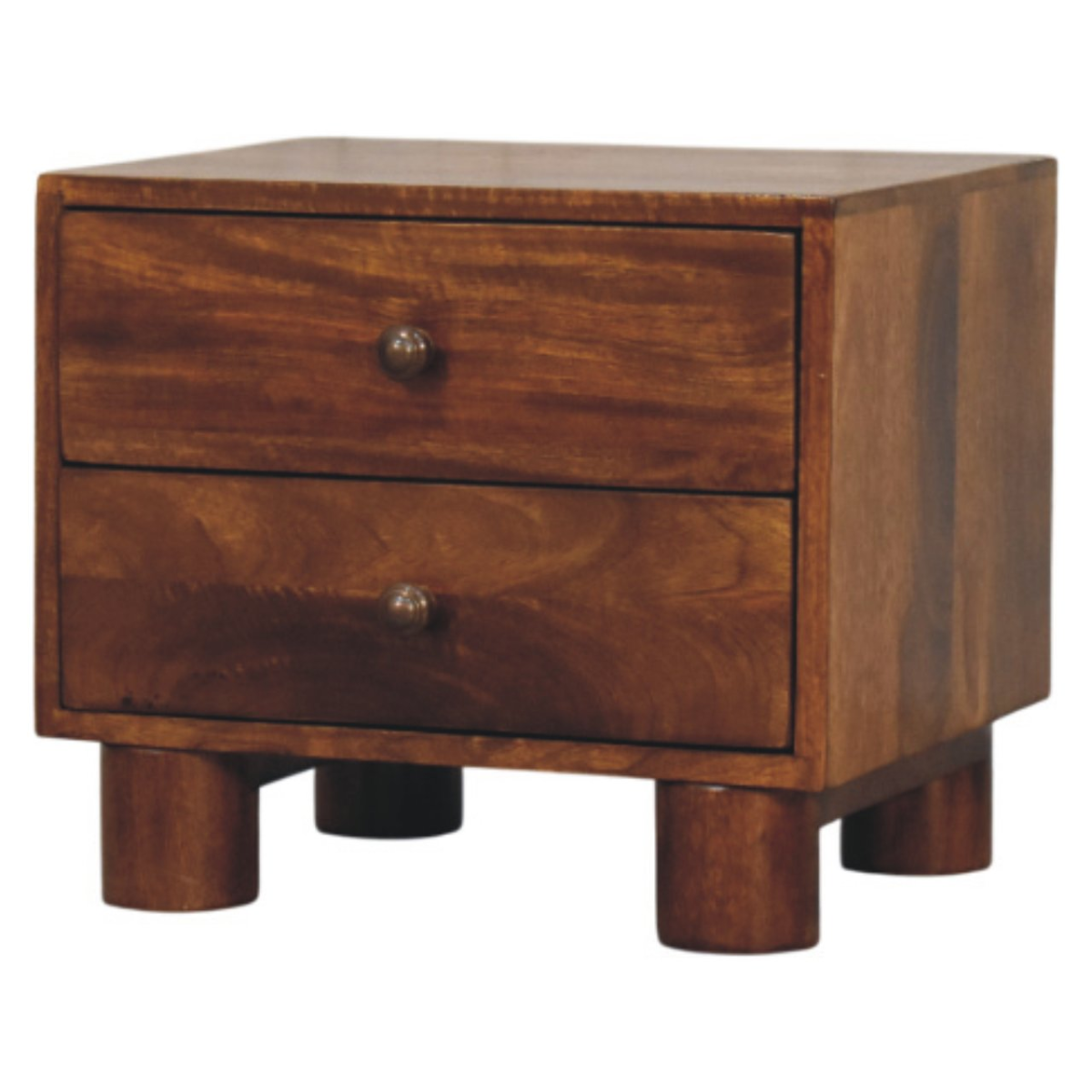Artisan Furniture Tula 2 Drawer Chestnut Nightstand, Dark Brown