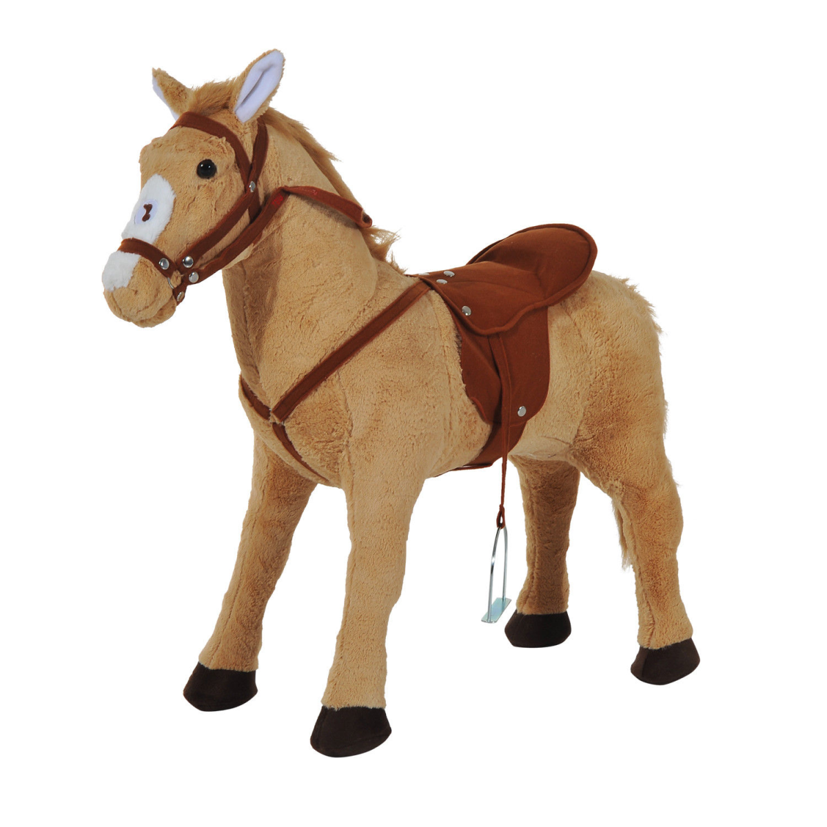 HOMCOM Children Standing Horse Plush Soft Ride-On Toy Pony
