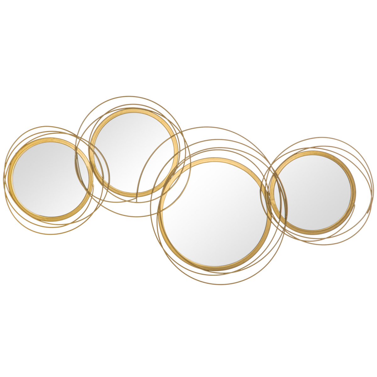 HOMCOM Metal Wall Art Decorative Mirror, Gold
