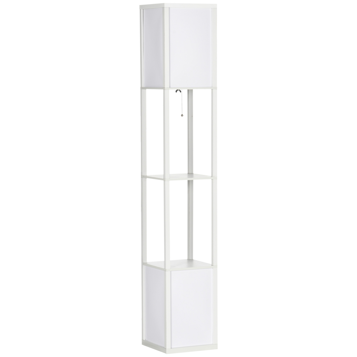 HOMCOM Shelf Floor Lamp with Dual Light, White