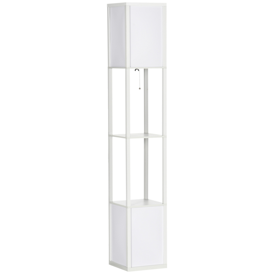 HOMCOM Shelf Floor Lamp with Dual Light, White