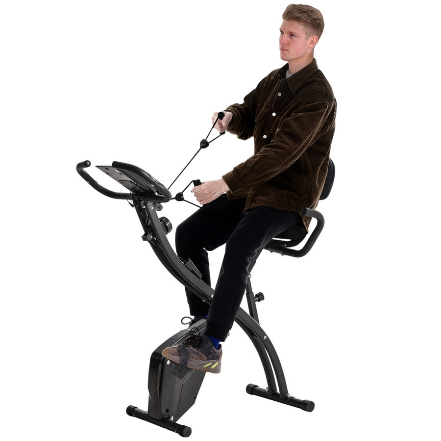2-in-1 Upright Exercise Bike, 8-Level Adjustable with Pulse Sensor, Black