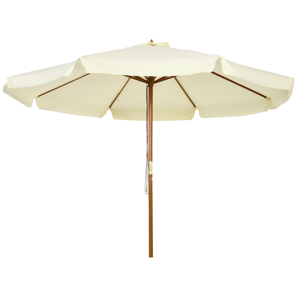 Outsunny Garden Parasol Patio Umbrella with Ruffles and Wooden Pole Beige