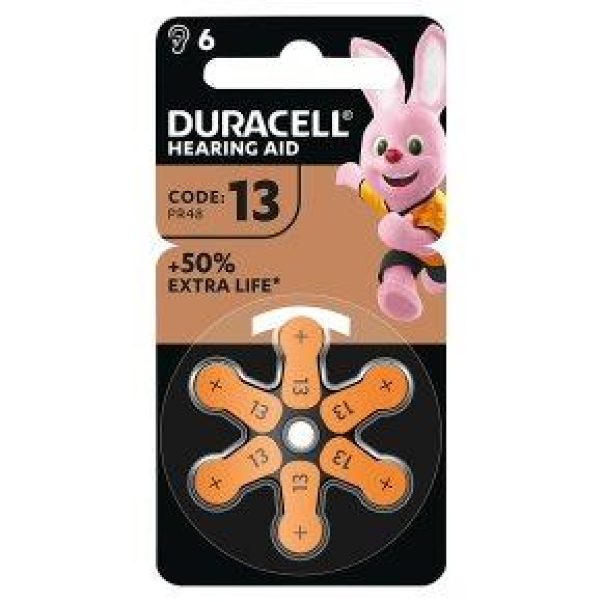 Duracell Hearing Aid Batteries Size 13 - Pack of 6