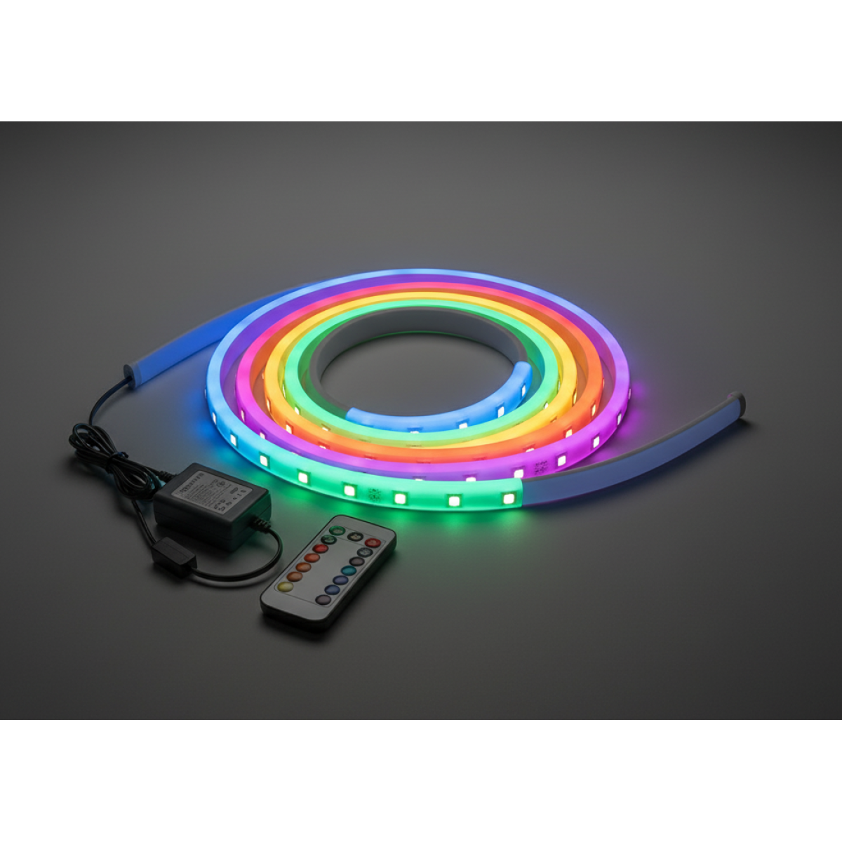 ExtraStar Neon LED Strip 5M Cable with Power Adapter and Remote Control, 9W/M, RGB