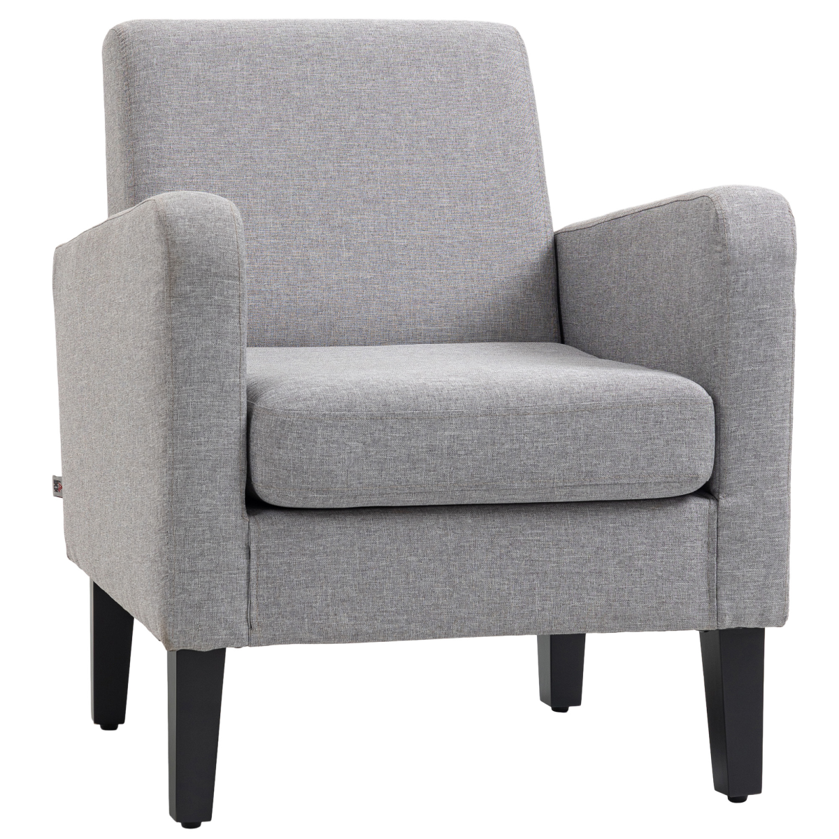 HOMCOM Modern Armchair Accent Chair with Rubber Wood Legs, Light Grey