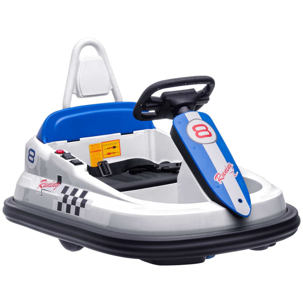 HOMCOM 6V Kids Bumper Car, 360-Degree Rotation Waltzer Car, 2 Speeds, White