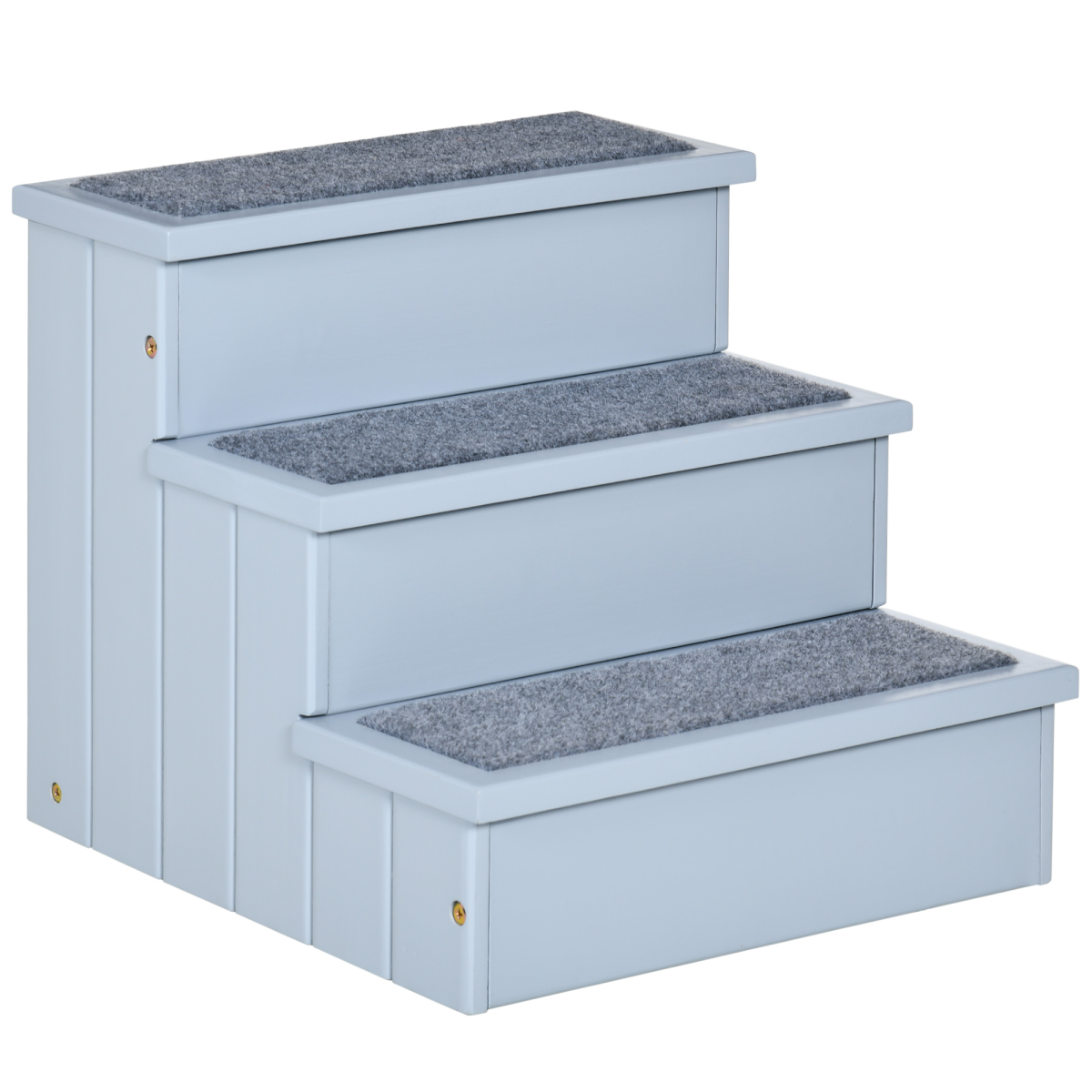 3 Step Wooden Dog Steps with Storage Grey PawHut