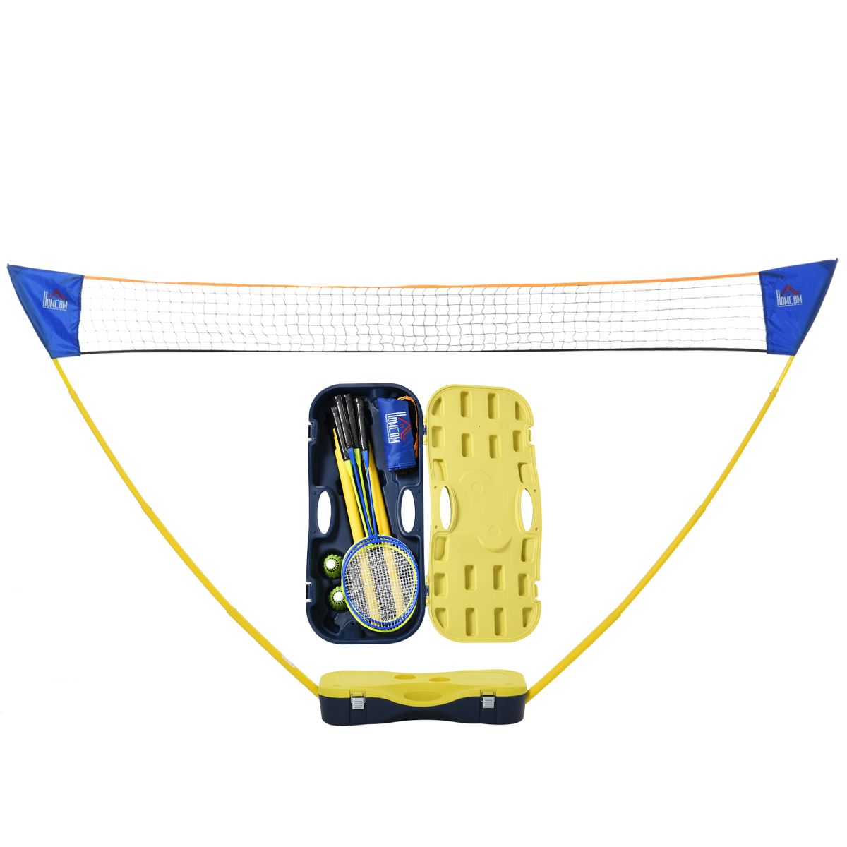 Foldable Badminton Net Set with 2 Pairs of Rackets and 2 Nylon Shuttlecocks