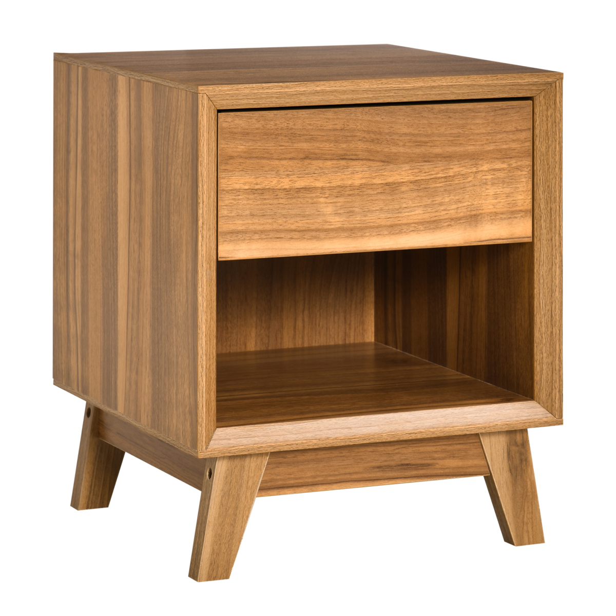 HOMCOM Bedside Table Storage Organizer Side Table Drawer and Shelf