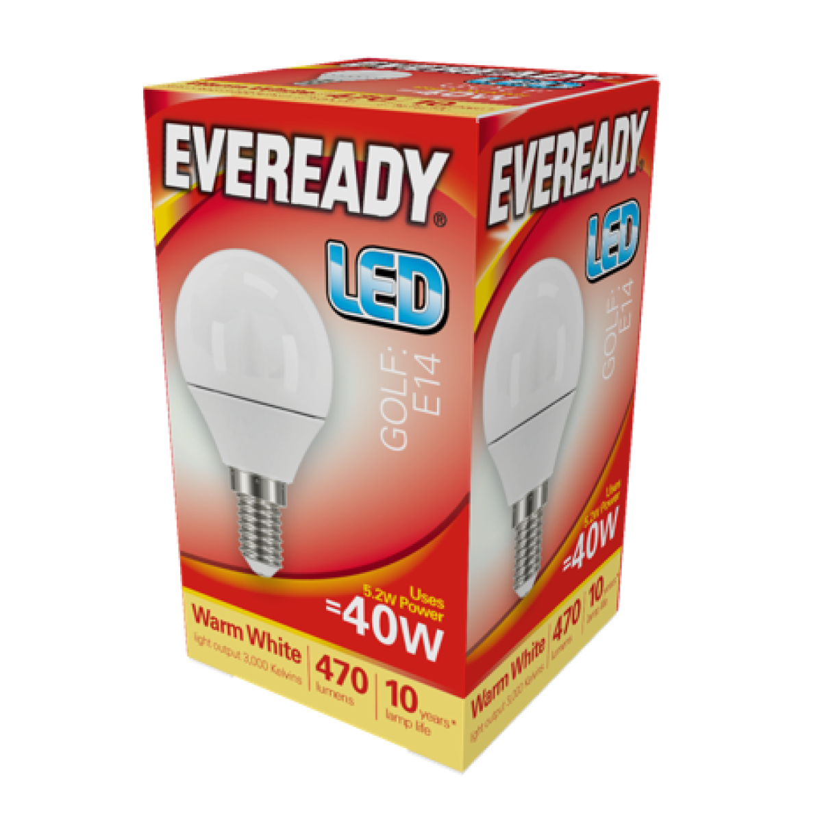 Eveready S13608 LED Golf Bulb E14 (SES) 470lm 4.9W Warm White Pack of 5