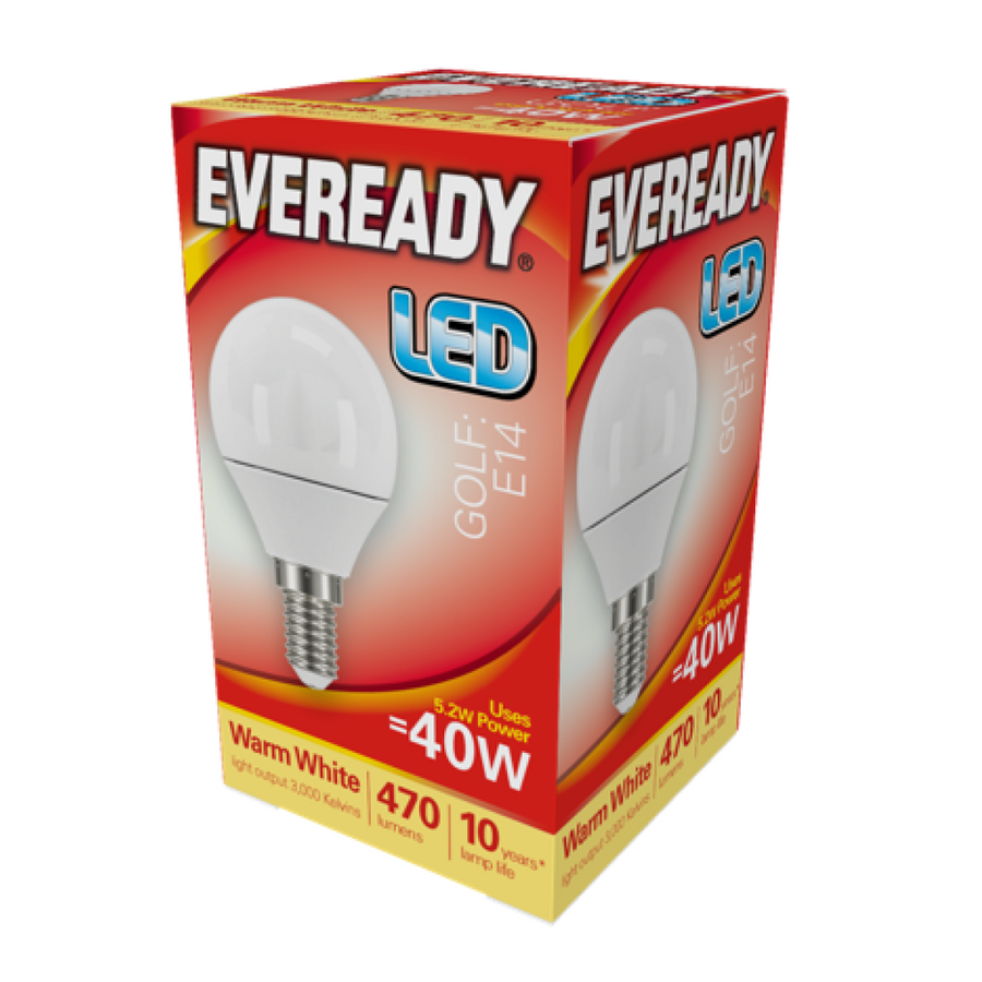 Eveready S13608 LED Golf Bulb E14 (SES) 470lm 4.9W Warm White Pack of 5