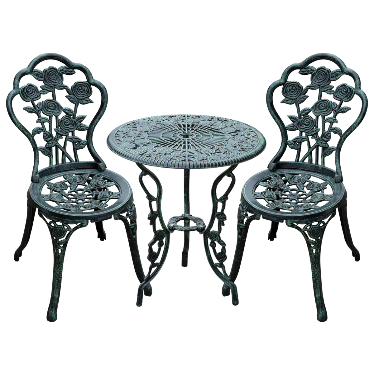 3-Piece Cast Aluminum Bistro Set, Green