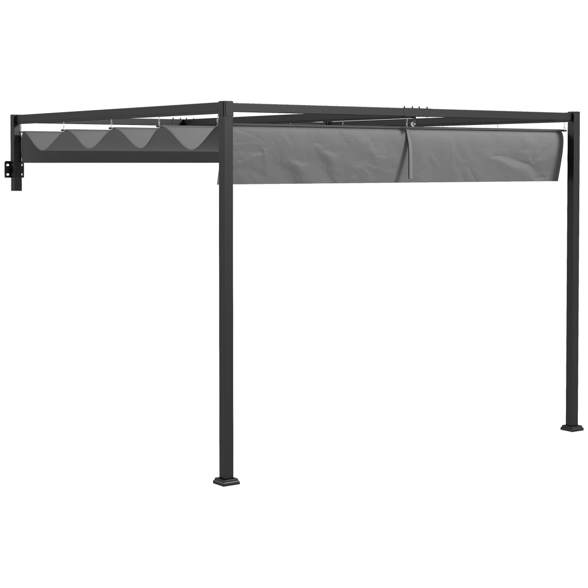 Outsunny Wall Mounted Pergola with Retractable Sun Shade Canopy