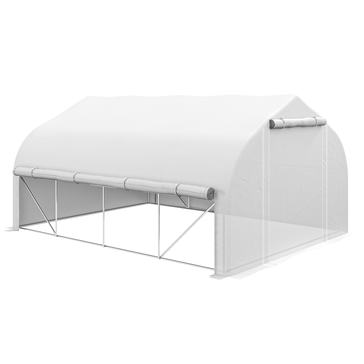 4 x 3m Polytunnel Greenhouse with Roll-Up Sidewalls, Mesh Door, Plant Labels