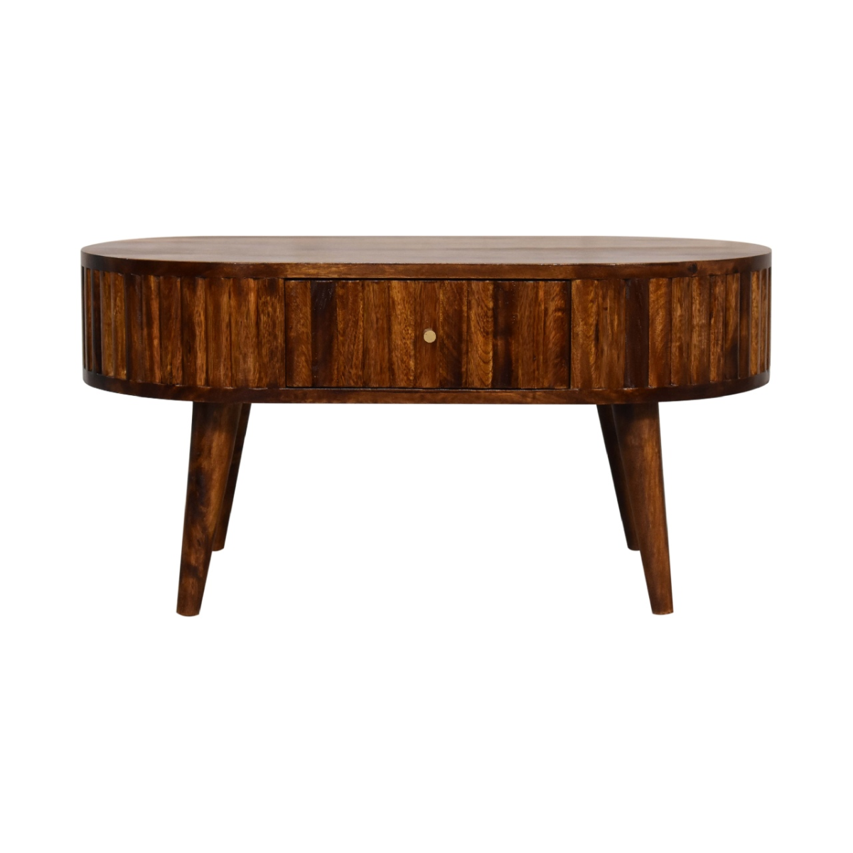 Artisan Furniture Solid Wood Stripe Chestnut Coffee Table with 2 Drawers, Dark Brown