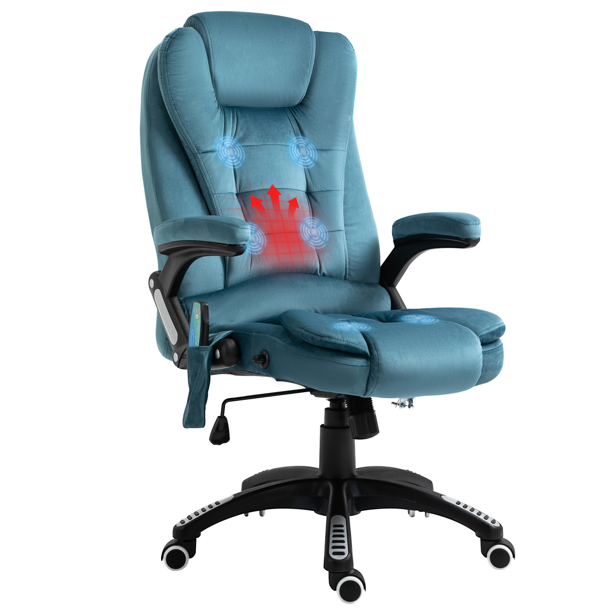 Executive Reclining Chair with Heating Massage Points and Relaxing Headrest, Blue