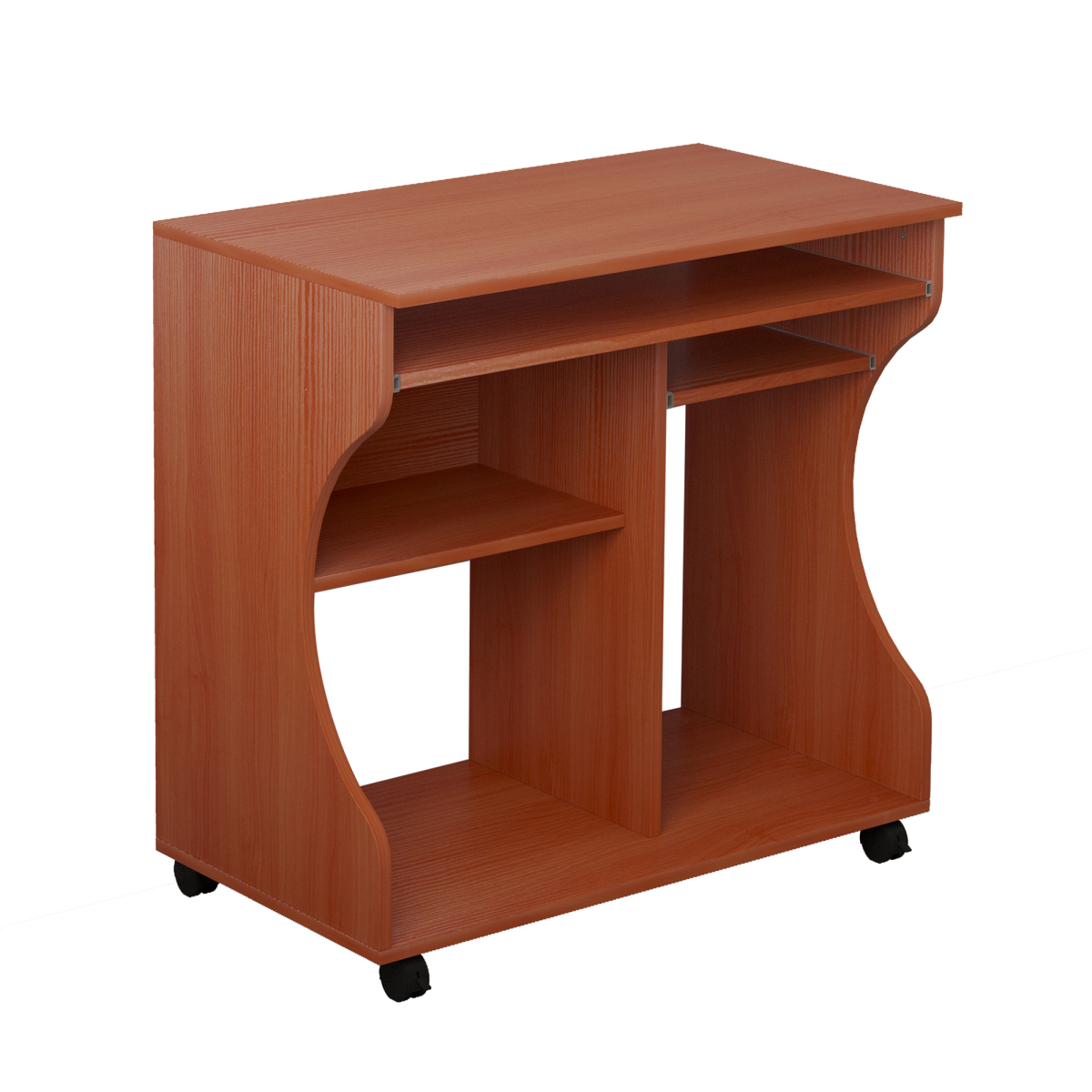 Computer Desk Laptop Writing Table Storage Shelf Workstation with Wheels - Cherry Wood