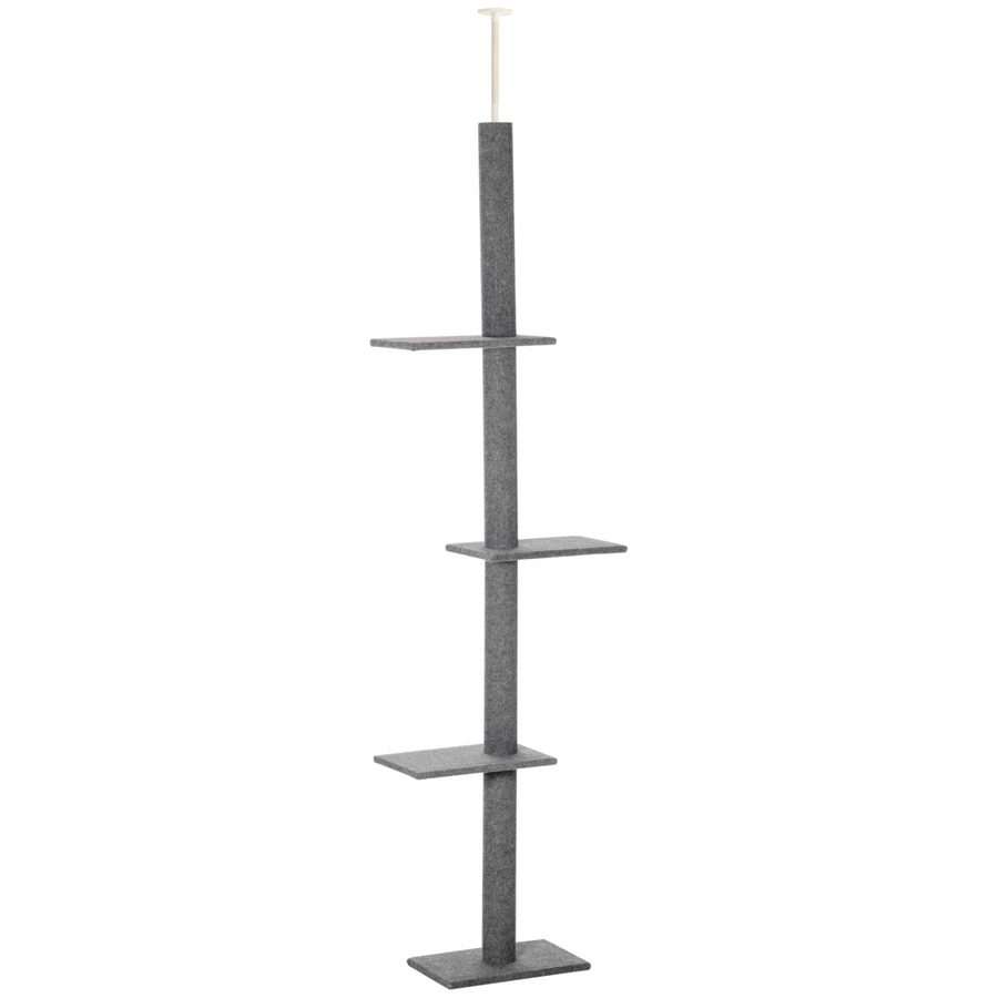 260cm Floor to Ceiling Cat Tree Kitten Tower Adjustable Height - Grey