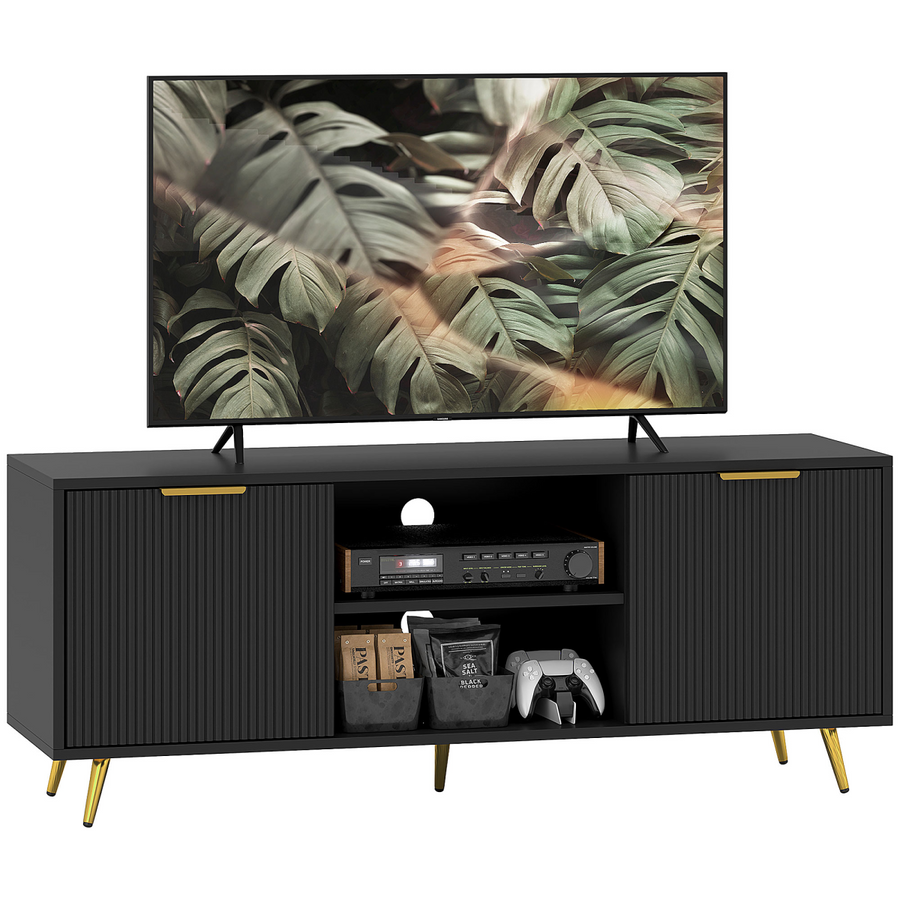 HOMCOM Modern TV Stand Cabinet with Storage, Black
