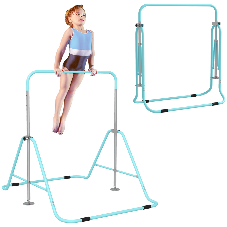 HOMCOM Kids Gymnastic Bar with Adjustable Height, Foldable Training Bar