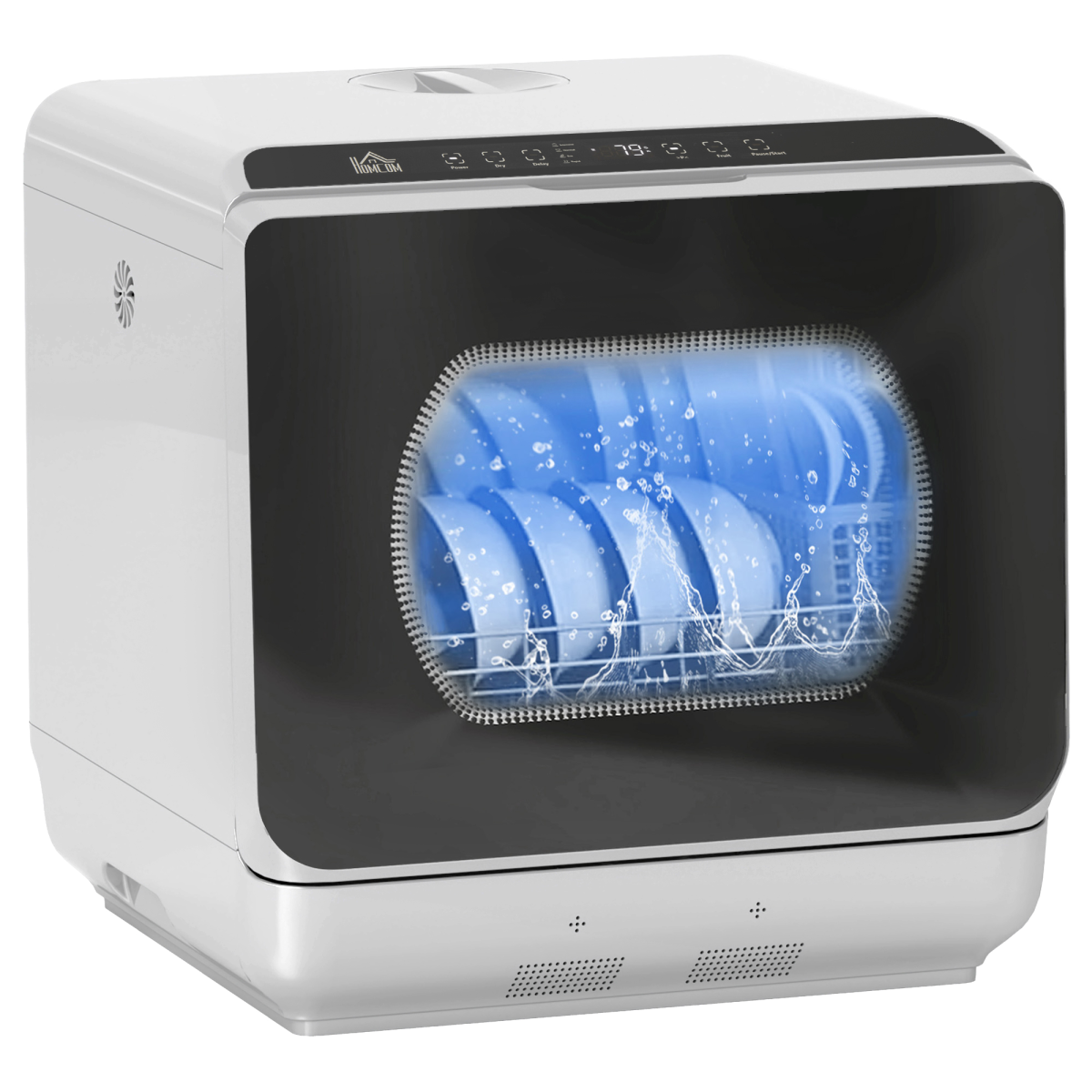 HOMCOM Worktop Dishwasher, 4 Place Settings, 6 Programs, Silver Tone