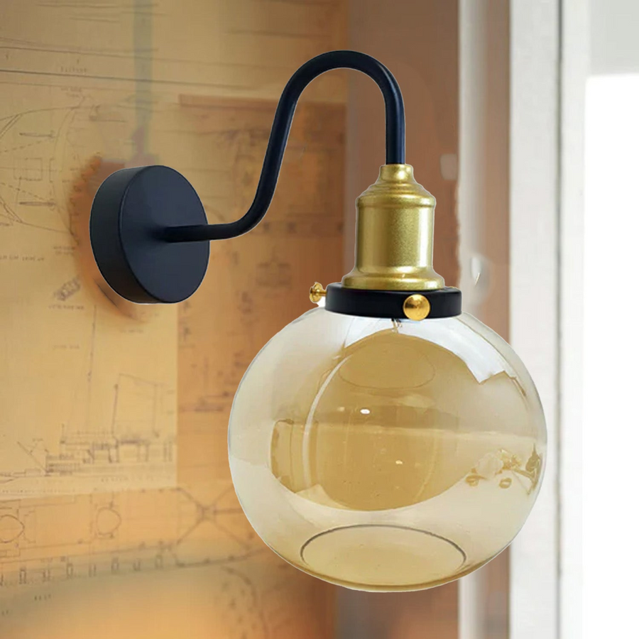 Amber Glass Wall Light, E27, 60W