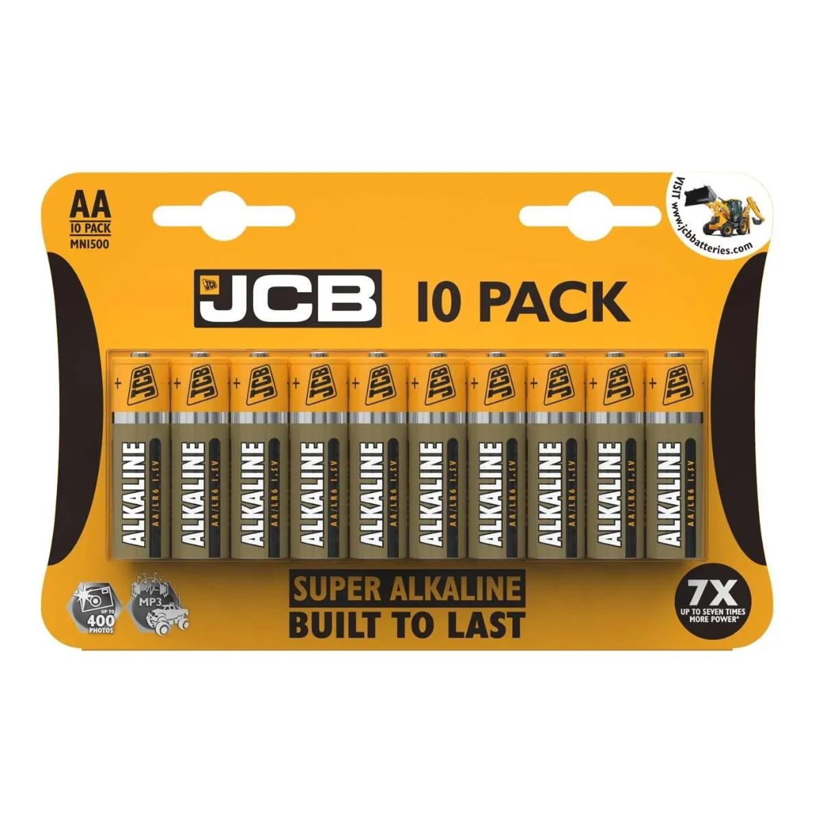 JCB Super Alkaline AA Batteries - Pack of 10