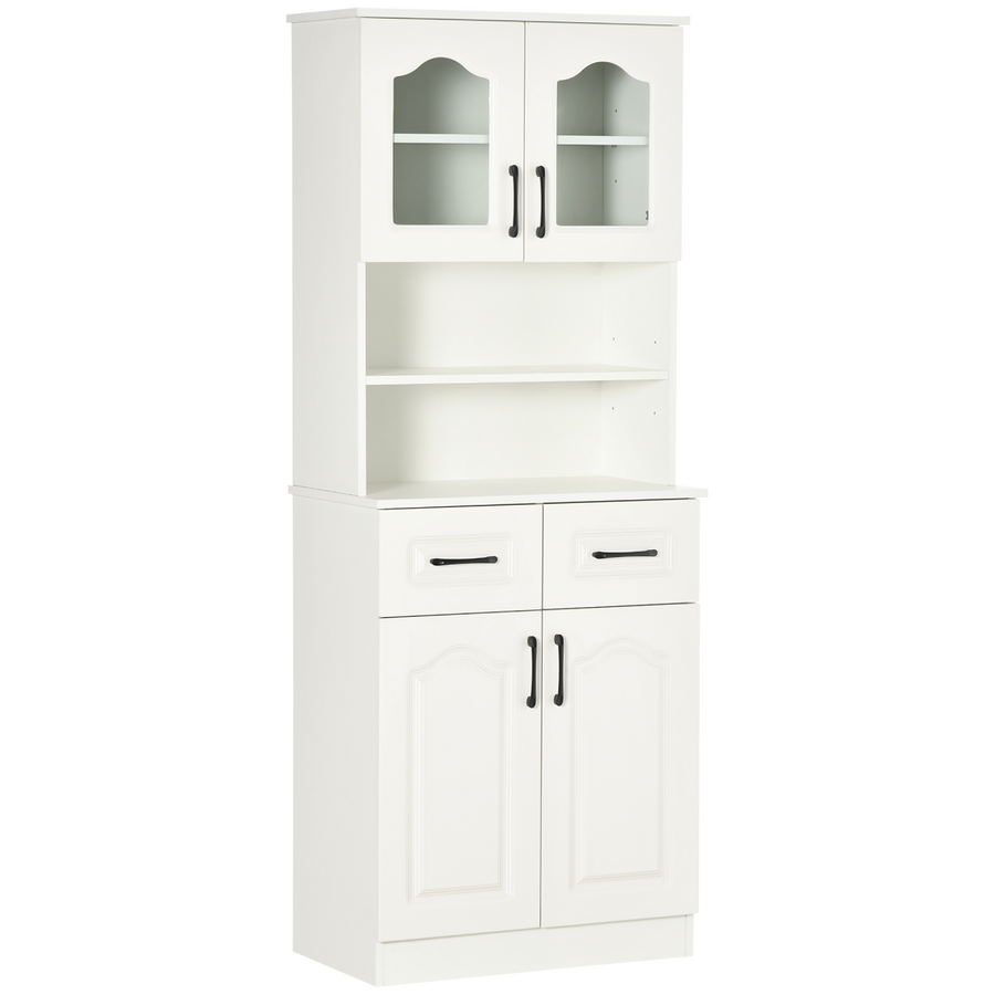 168cm Kitchen Storage Cabinet with Shelves & Drawers, White