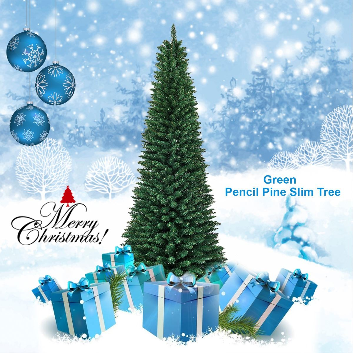 7FT Slim Pencil Green Artificial Tree