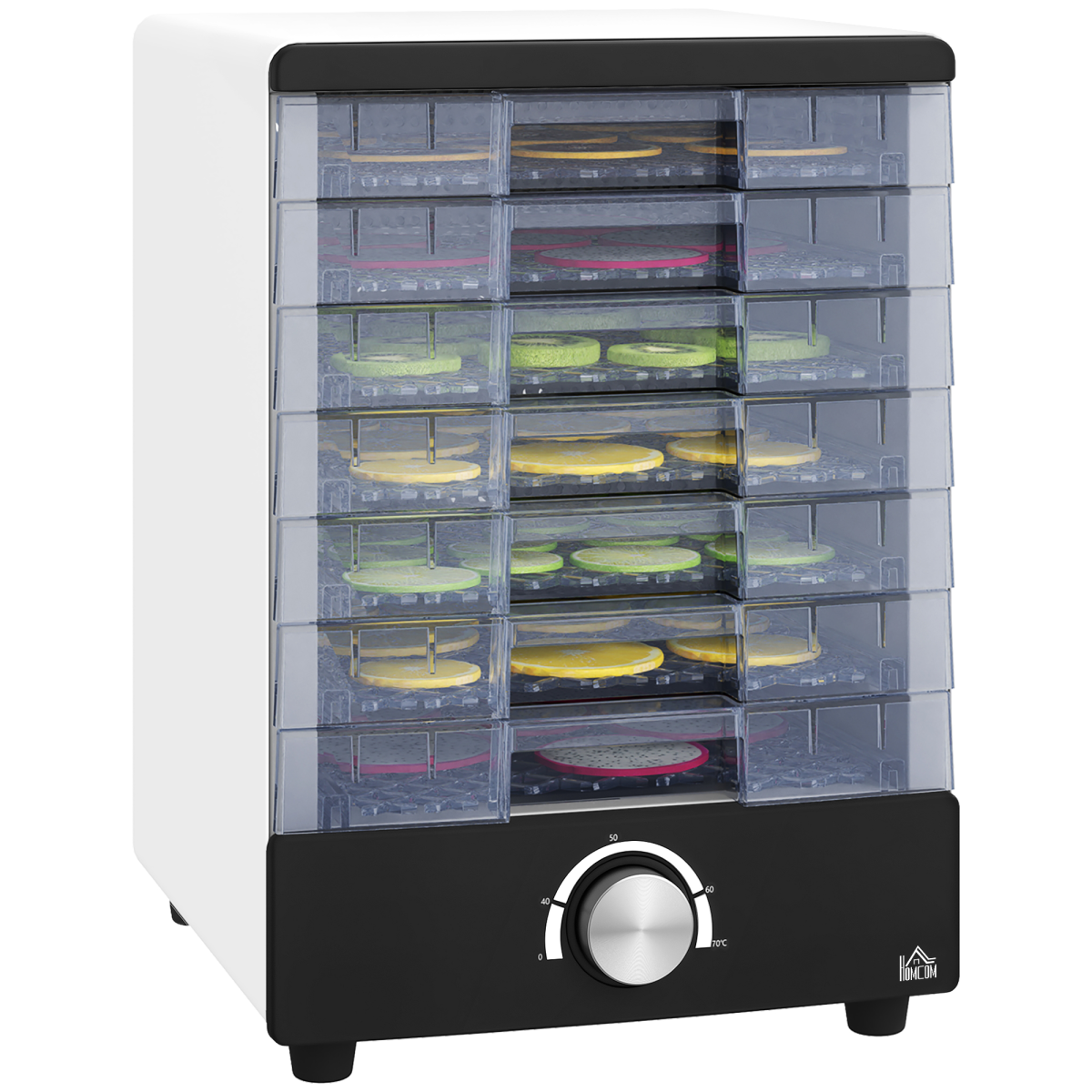 HOMCOM Food Dehydrator with 7 Stainless Steel Trays, White