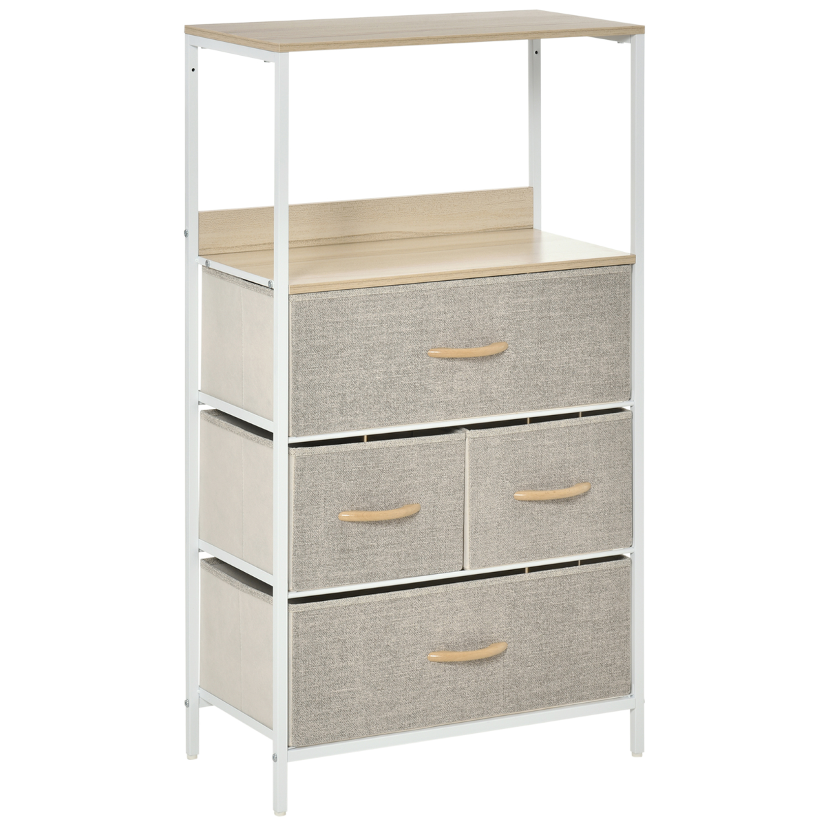 Chest of Drawers with 4 Fabric Bins White