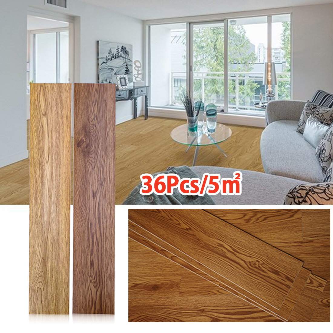 5m² Self Adhesive Wood Effect Vinyl Flooring Planks Tiles