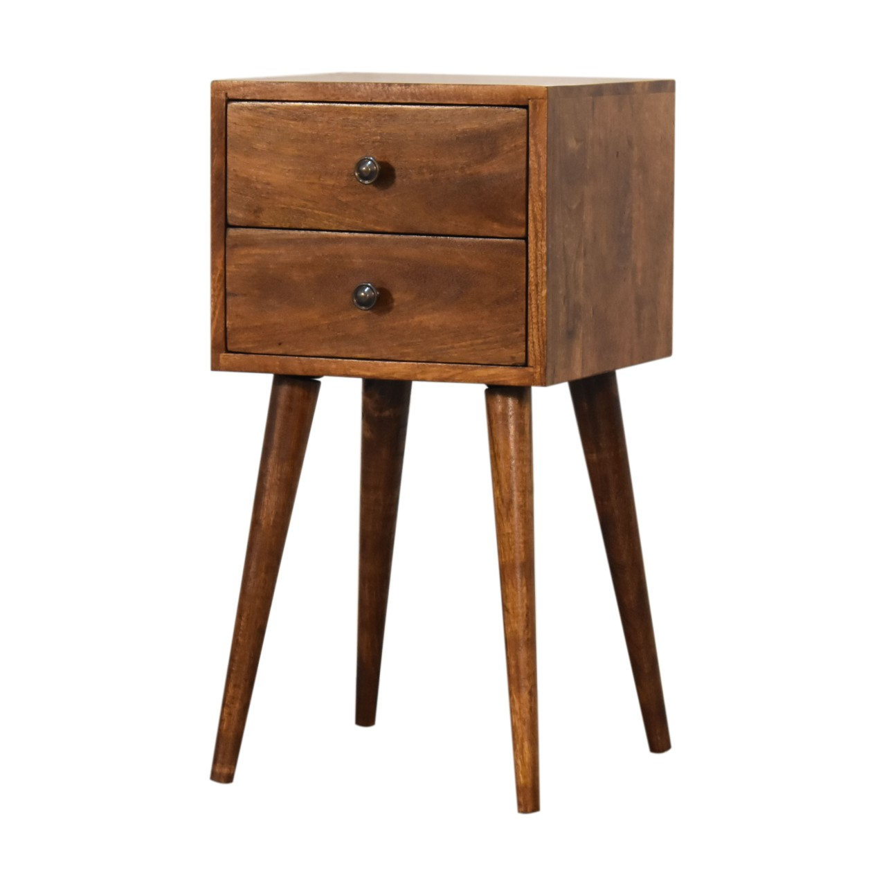 Artisan Furniture Solid Wood Mini 2 Drawer Chestnut Bedside, Dark Brown