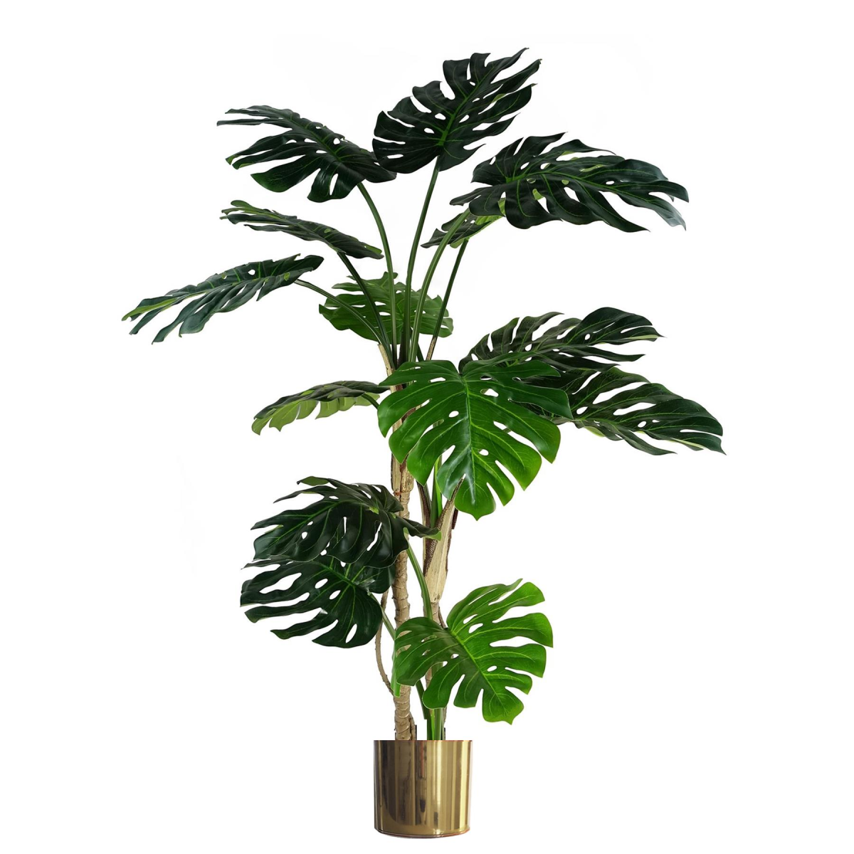 150cm Luxury Monstera Artificial Plant with Black Pot and Gold Metal Planter