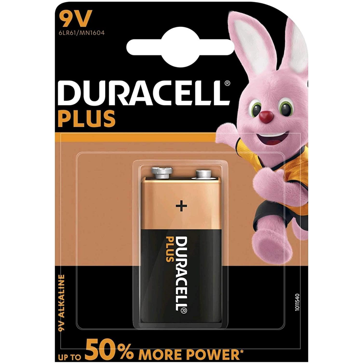 Duracell Plus 9V Alkaline Batteries, 1 Per Card, Box of 10
