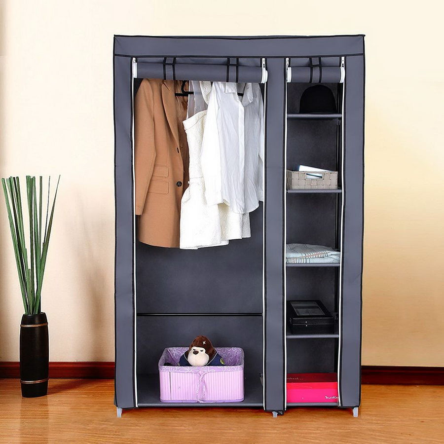 67" Portable Clothes Closet Wardrobe with Non-Woven Fabric and Hanging Rod