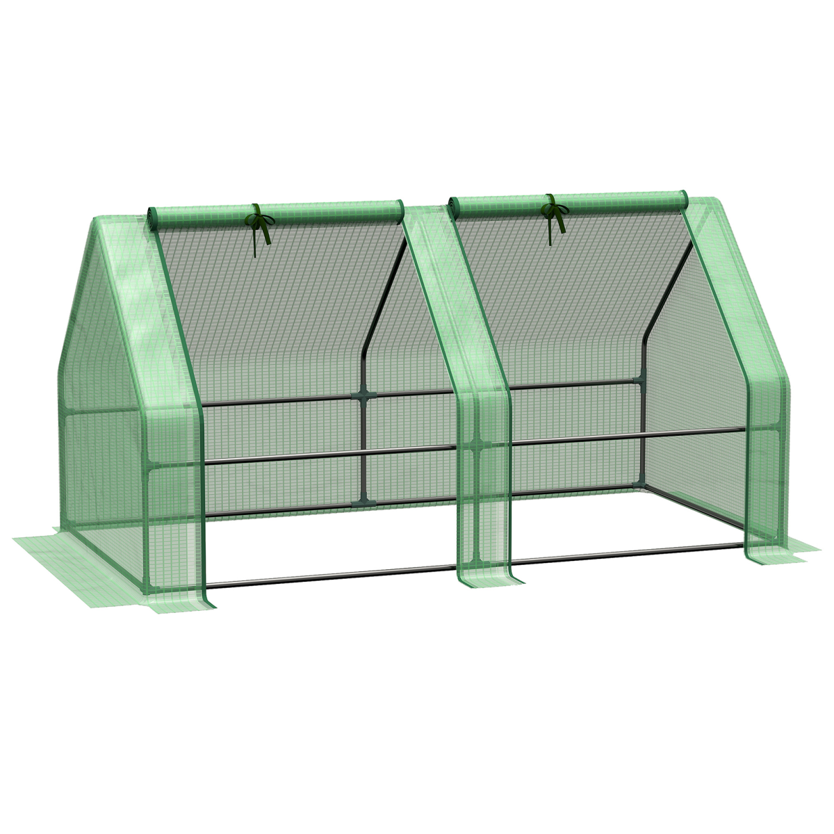 Mini Small Greenhouse Steel Frame & PE Cover with Zip Window 180x90x90cm