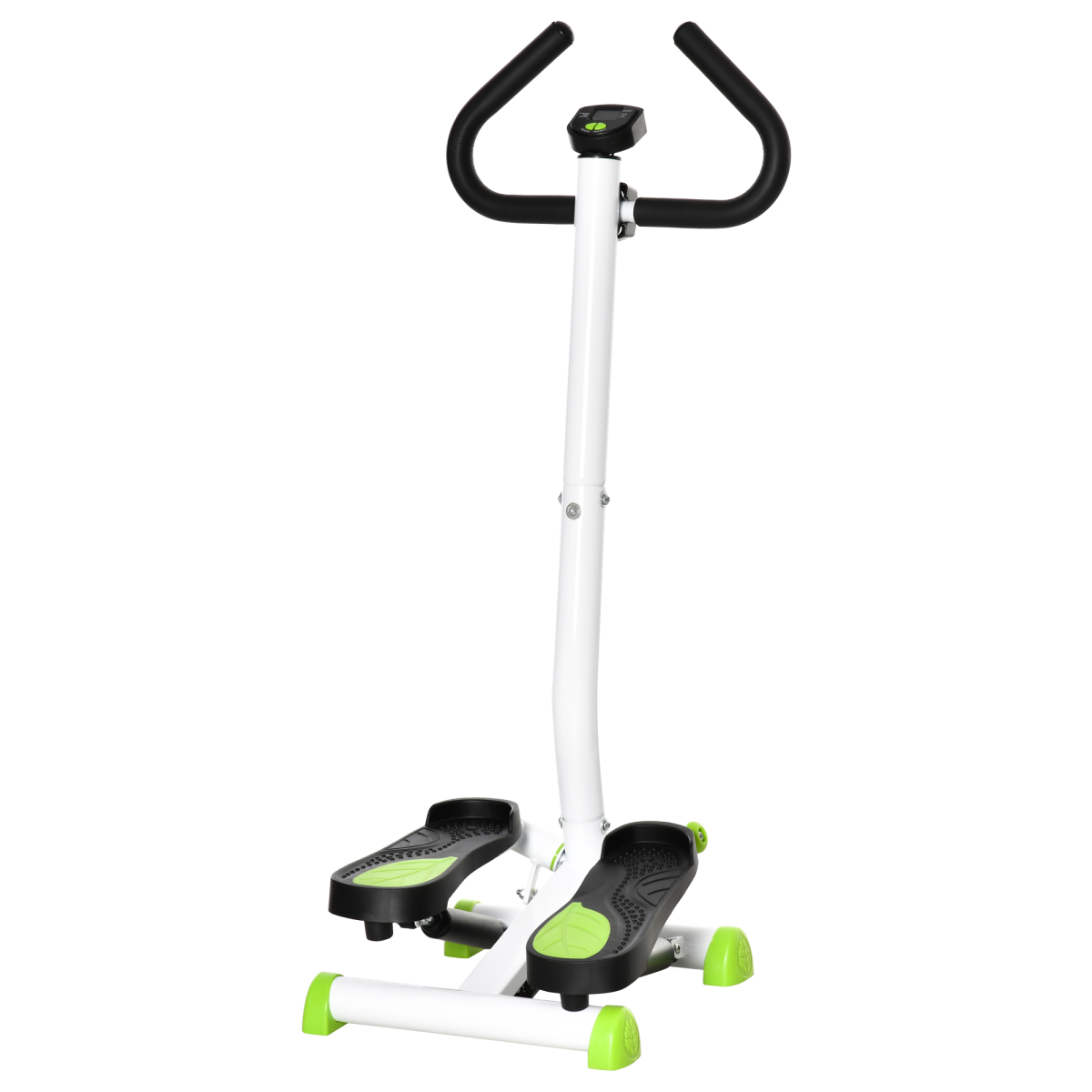 Adjustable Stepper Aerobic Exercise Machine with LCD Screen and Handle, White