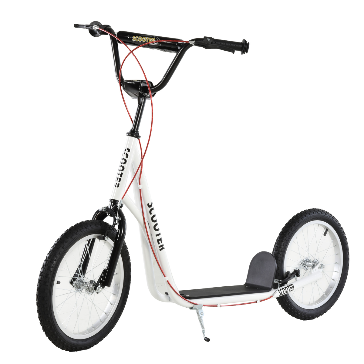 HOMCOM Kids Kick Scooter Adjustable Handlebar Inflatable Wheels White
